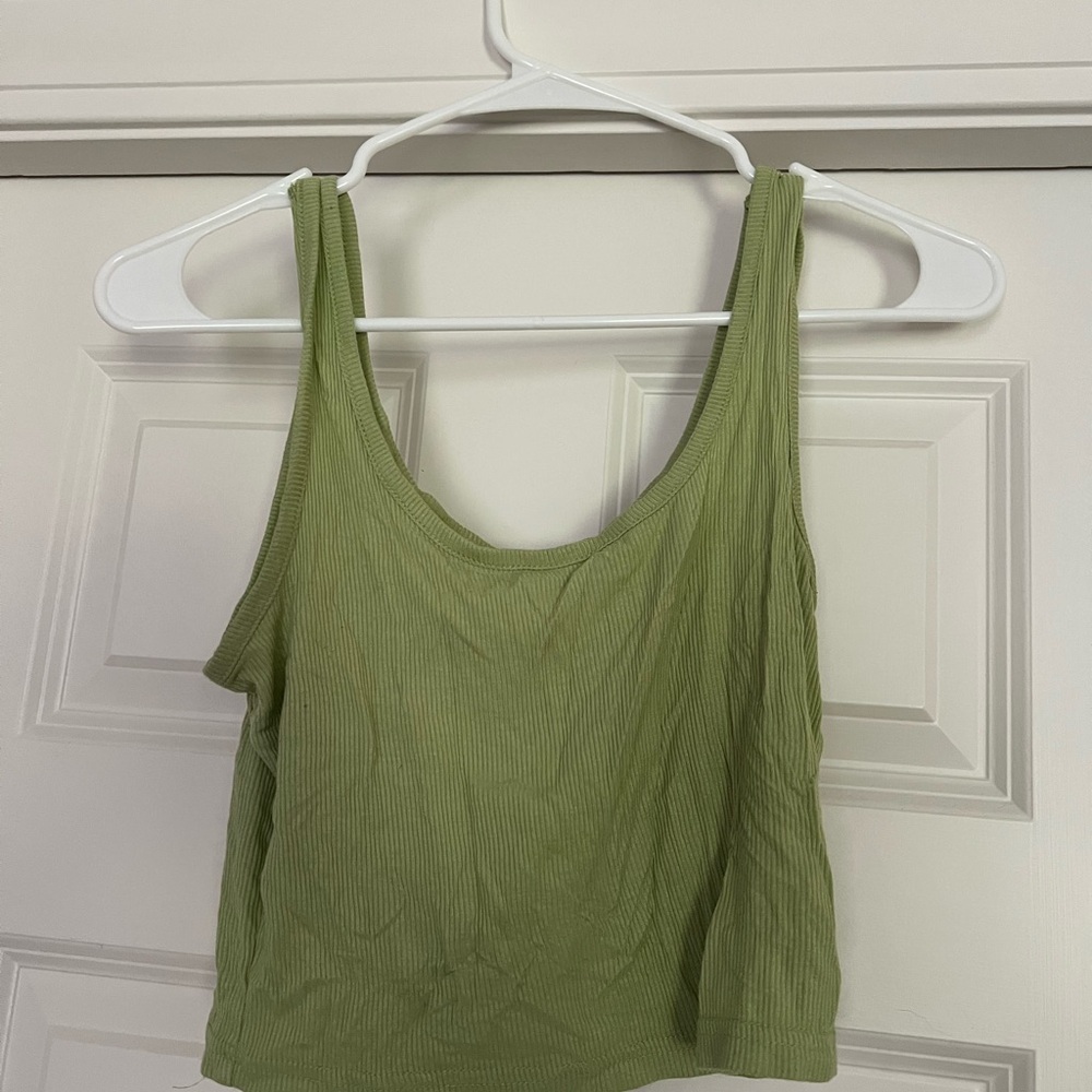 SHEIN Olive Green Ribbed Scoop Neck Tank